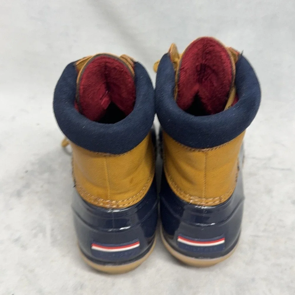 Tommy Hilfiger Boots Mens Size 9 Blue Tan Duck Snow Waterproof Ankle TWHENREE2
